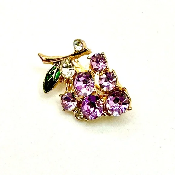NWOT - Elegant Purple and Gold Grape Cluster Brooch - Picture 7 of 13